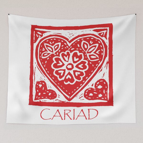 Item preview, Cariad Darling heart lino print red designed and sold by OakendOriginals.