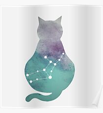 Virgo Constellation Cat Poster