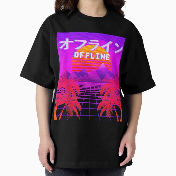 Aesthetic Offline Vaporwave Anime EDM Japanese Music Oversized T-Shirt