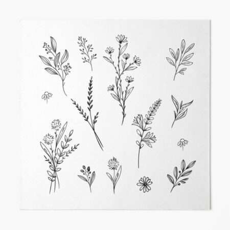 Handdrawn Wildflower Stickers | Art Board Print