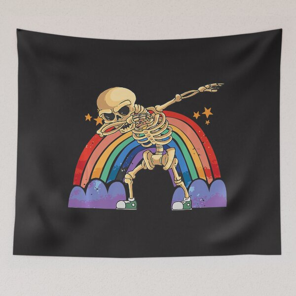Item preview, Cute Skeleton Dabbing Lazy Halloween Costume Skull Rainbow   designed and sold by okieokeke8.