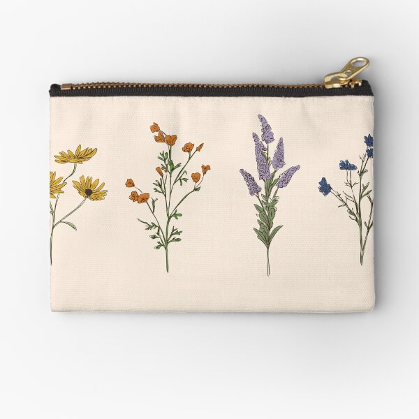 Handdrawn Wildflowers Zipper Pouch