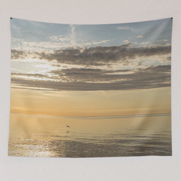 Item preview, Golden Brilliance - Single Cormorant Flight Over Silky Water designed and sold by Georgia Mizuleva.