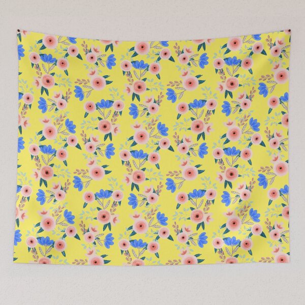 Item preview, Vintage flowers on light yellow designed and sold by Rebecca Reck Art.