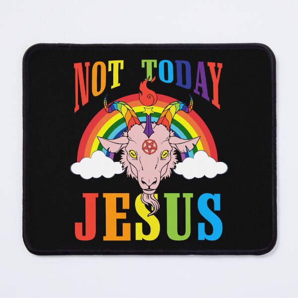 Item preview, Not Today Jesus Satan Goat Satanic LGBT Gay Pride Rainbow Satanism designed and sold by ChristYoung90.