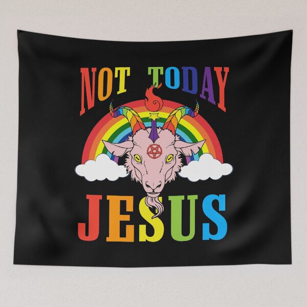 Item preview, Not Today Jesus Satan Goat Satanic LGBT Gay Pride Rainbow Satanism designed and sold by ChristYoung90.