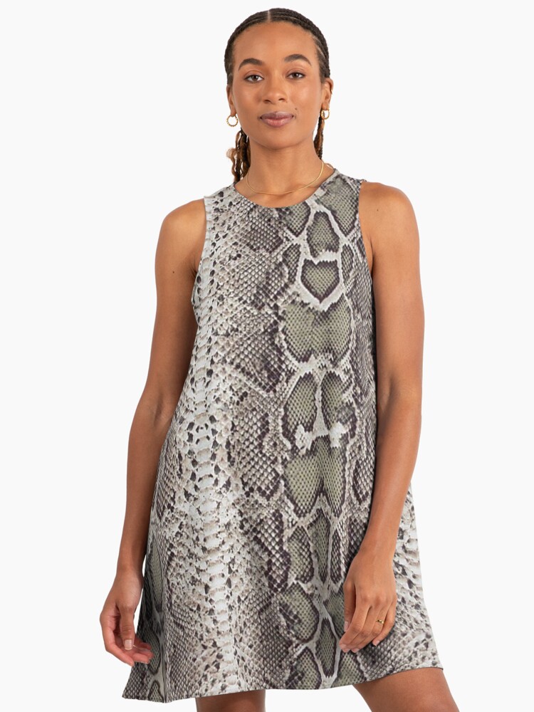 snakeskin formal dress Cowl Neck Snakeskin Midi Dress Ivory Mocha / S main image 1