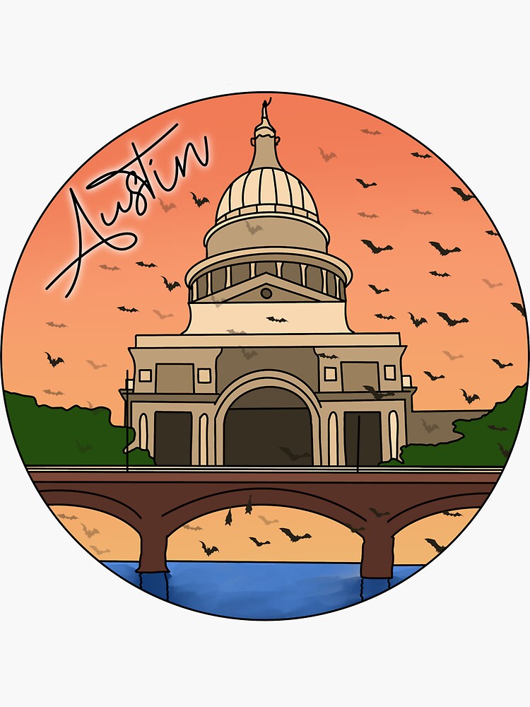 Aperçu 3 sur 3. Sticker avec l'œuvre Austin Texas créée et vendue par claireepete.