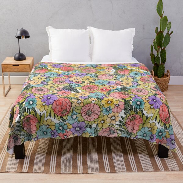 Item preview, Groovy Retro Summer Protea And Daisy Pattern designed and sold by Sketchbook Designs.