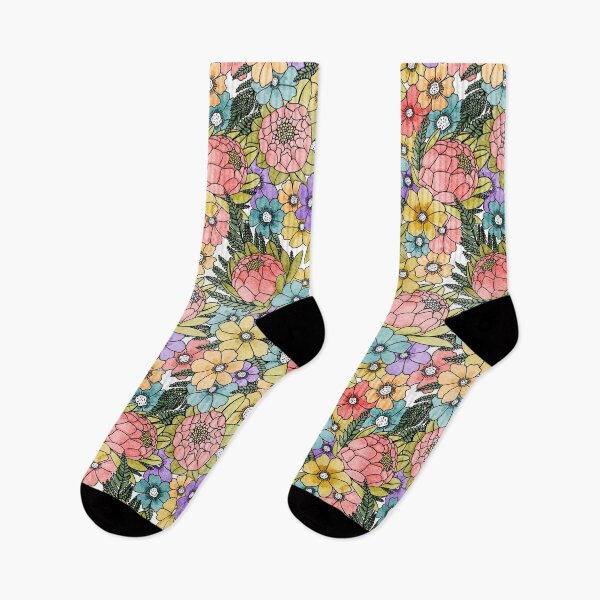 Item preview, Groovy Retro Summer Protea And Daisy Pattern  designed and sold by Sketchbook Designs.