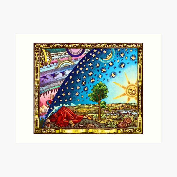 Flammarion Woodcut Flat Earth Design 2017 Art Print