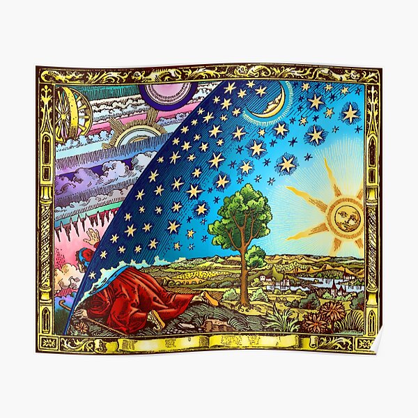 Flammarion Woodcut Flat Earth Design 2017 Poster