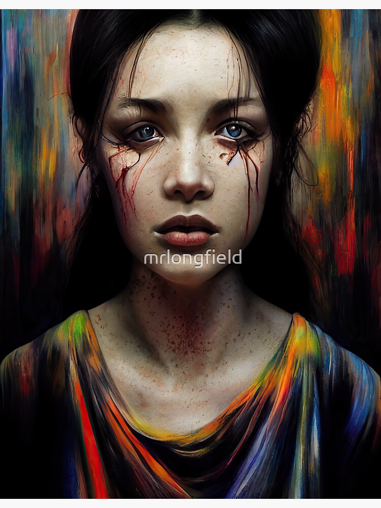 "Woman in paint style. Image digital creation" Sticker for Sale by