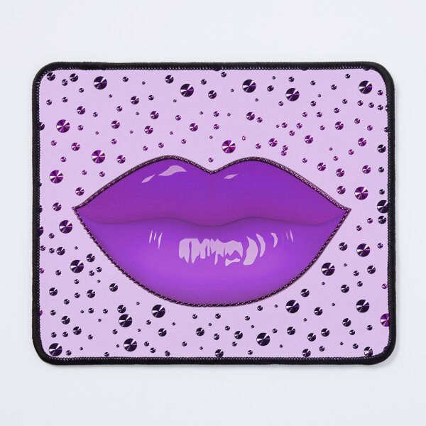 Item preview, Purple lipstick lip makeup sexy kiss mouth madonna piercing designed and sold by GlamourChick.