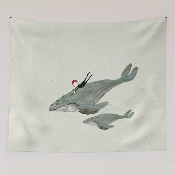 Item preview, Blue whale rider designed and sold by Katherine Quinn Illustration.