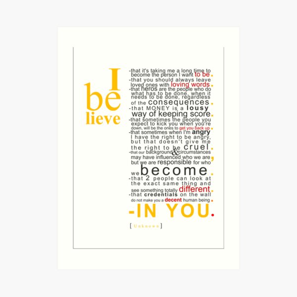 I Believe Art Print