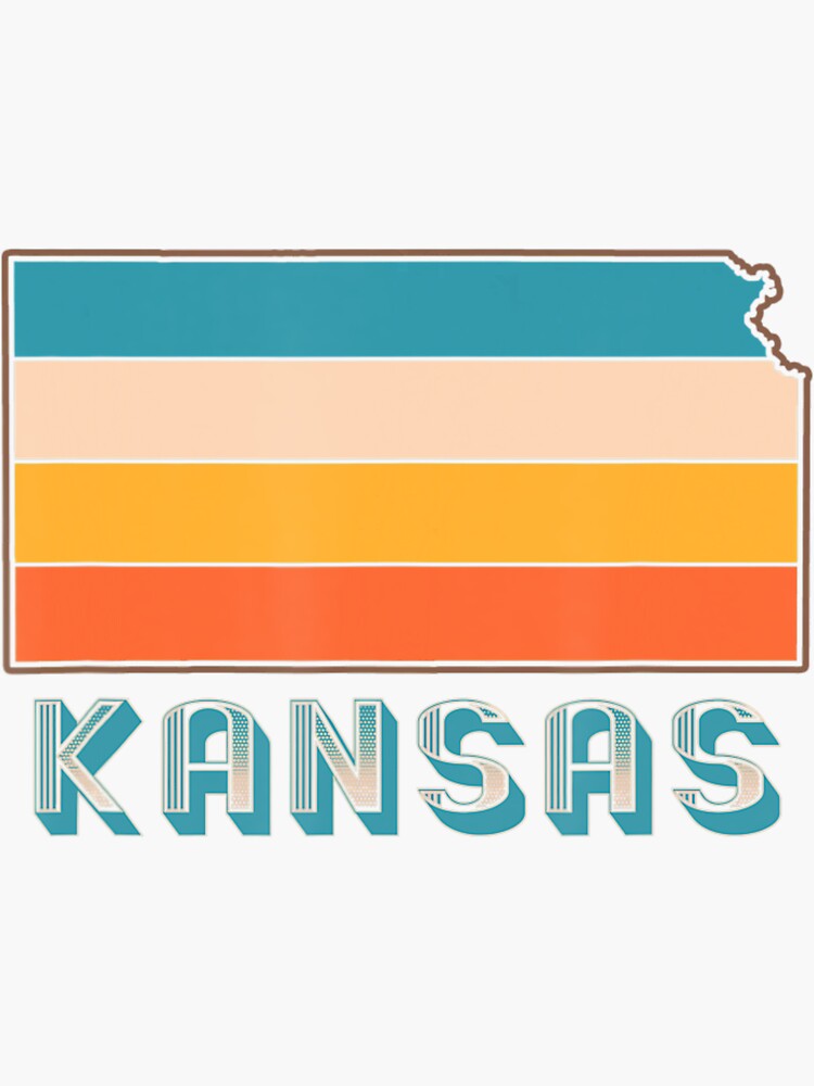 "70S 80S Retro State Outline Art Souvenir Kansas City Kansas" Sticker