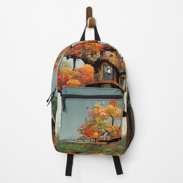 Item preview, Autumn Treehouses Abstract AI Generated Art designed and sold by MeAI-Art.