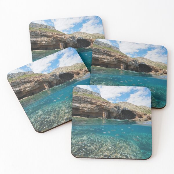 Item preview, Cave coastline with shoal of fish underwater Spain designed and sold by Seaphotoart.