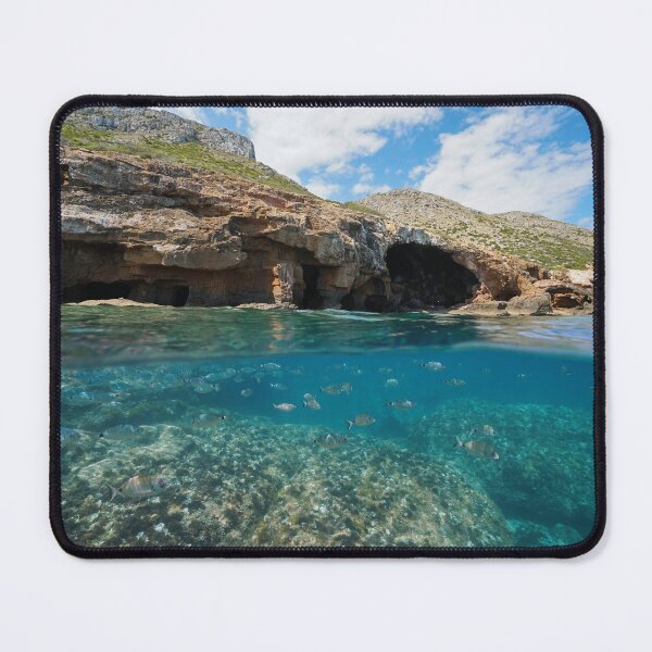 Item preview, Cave coastline with shoal of fish underwater Spain designed and sold by Seaphotoart.