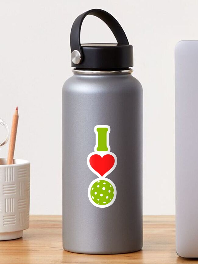 Thumbnail 1 of 3, Sticker, love Pickleball ball lover designed and sold by micarto.