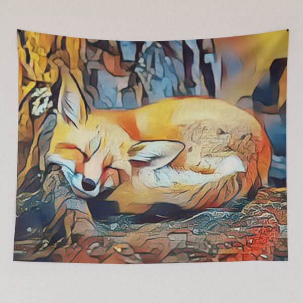 Item preview, Sleeping Fox in the Woods Abstract Painting Art Design designed and sold by WildMuse44.