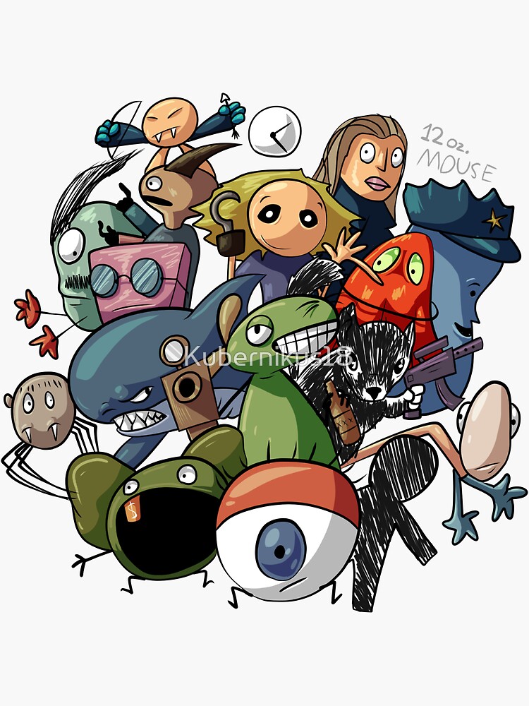  12 oz mouse characters sticker for sale by kubernikus18 redbubble