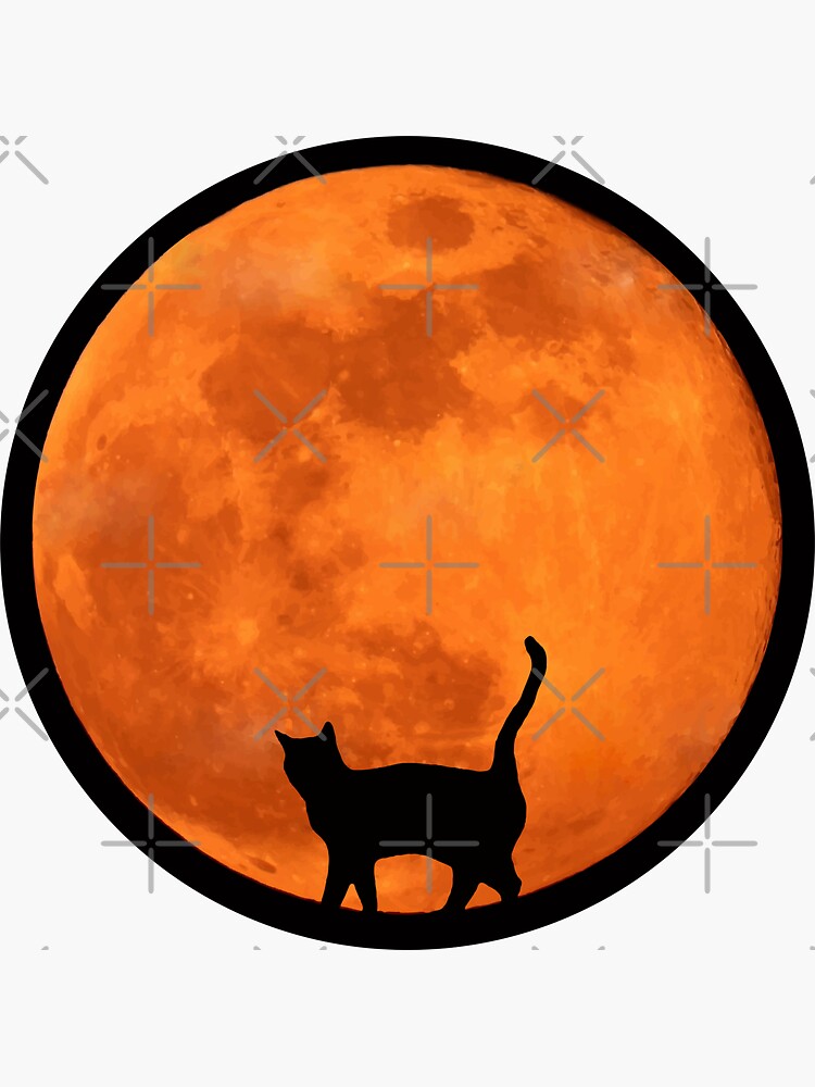 "Black Cat Full Moon Love" Sticker for Sale by paintdust Redbubble