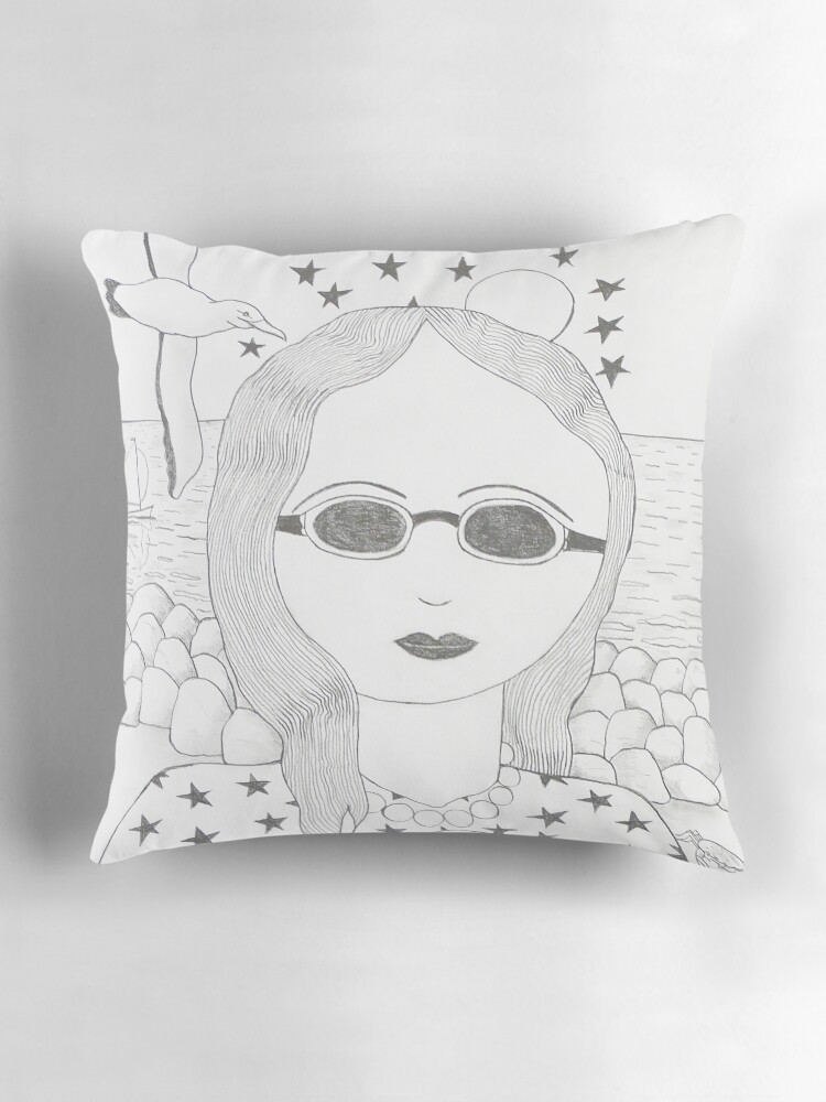 Aperçu 3 sur 4. Coussin avec l'œuvre Femme à lunettes créée et vendue par jeanpaulperrenx.