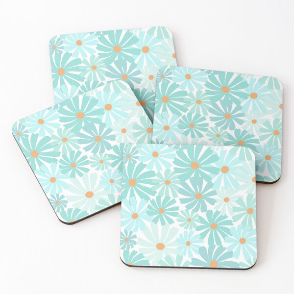 Item preview, Mod Light Teal Prints Floral designed and sold by meggydesigns.