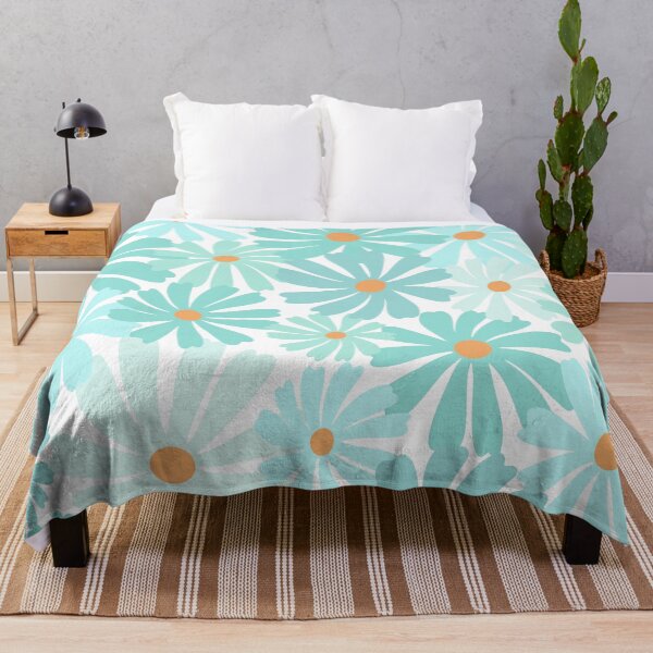 Item preview, Mod Light Teal Prints Floral designed and sold by meggydesigns.
