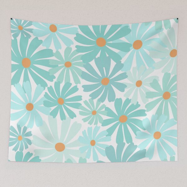 Item preview, Mod Light Teal Prints Floral designed and sold by meggydesigns.