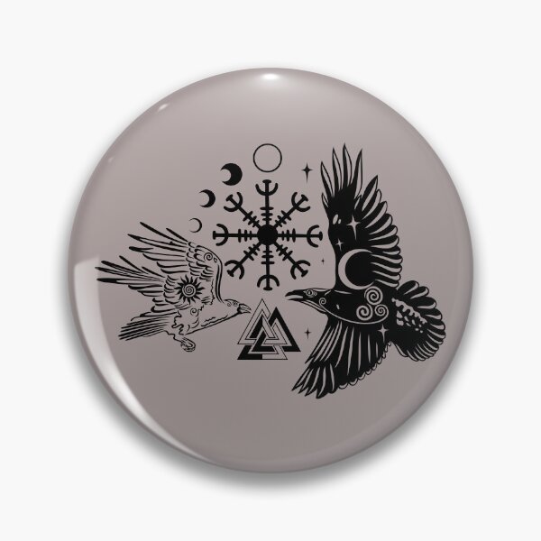 Item preview, Hugin and Munin with Vegvisir Valknut designed and sold by Christine Krahl.