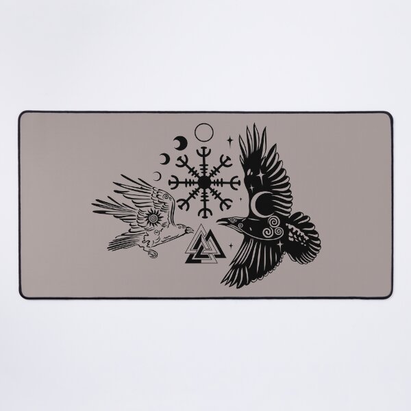 Item preview, Hugin and Munin with Vegvisir Valknut designed and sold by Christine Krahl.