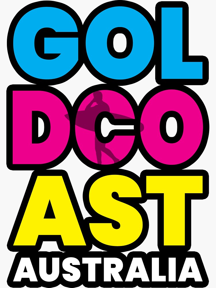"Gold Coast Australia Colorful Text Vacation Souvenir" Sticker for Sale