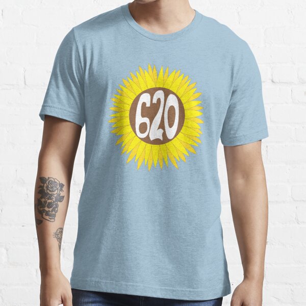 Hand Drawn Kansas Sunflower 620 Area Code T Shirt For Sale By