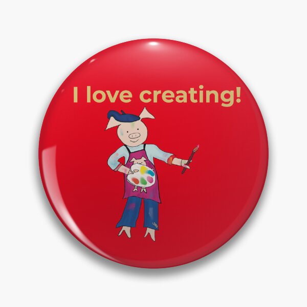 Item preview, Creating! Red I love creating, left handed pig painter,artist. designed and sold by PiggingJapan.