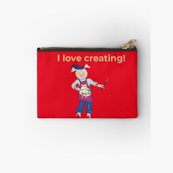 Item preview, Creating! Red I love creating, left handed pig painter,artist. designed and sold by PiggingJapan.