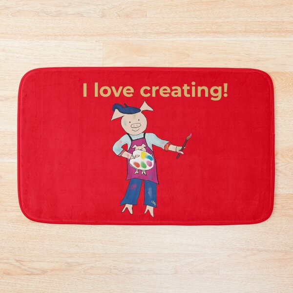 Item preview, Creating! Red I love creating, left handed pig painter,artist. designed and sold by PiggingJapan.