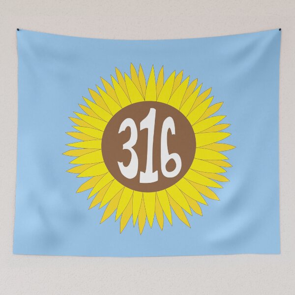 Item preview, Hand Drawn Kansas Sunflower 316 Area Code designed and sold by itsrturn.