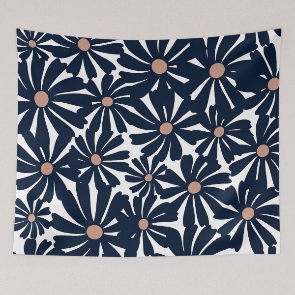 Item preview,  Mod Navy Blue Flowers designed and sold by meggydesigns.