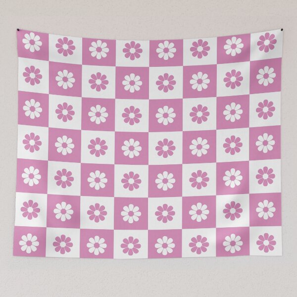 Item preview, Pink and White Checkered Flowers Pattern | Pink Floral Chekerboard  designed and sold by thelustrous.