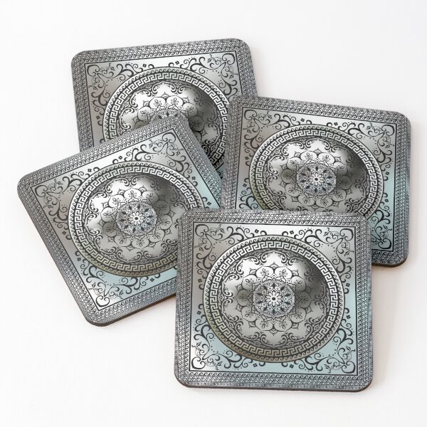 Item preview, Ornate Baroque Silver Gray Black Greek Keys Meander  designed and sold by Yiorgos Designs.