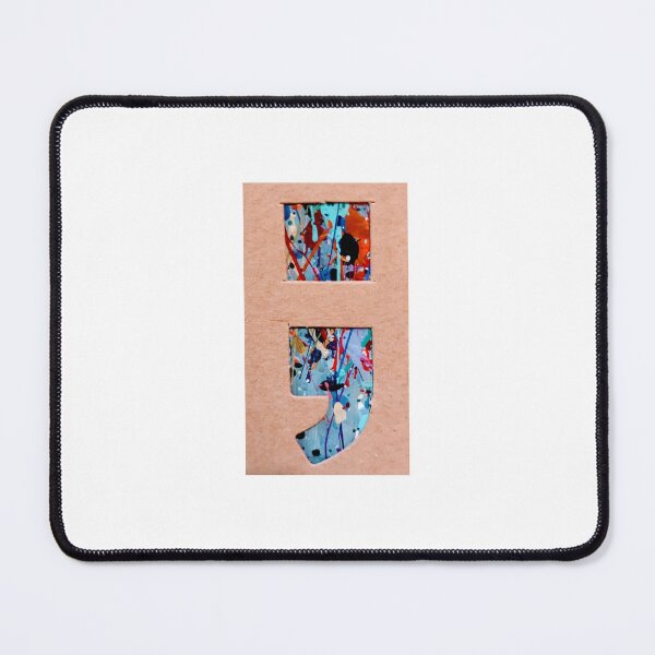 Item preview, Semicolon Survivor Symbol blue red multicolor paint splatter  designed and sold by Grey Robinson.