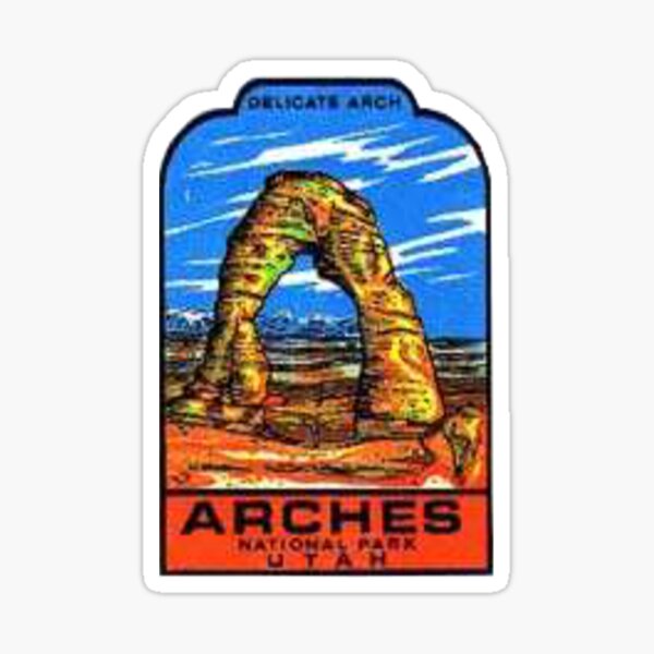Item preview, Arches National Park - Delicate Arch - Utah Vintage Travel Decal designed and sold by MeLikeyTees.