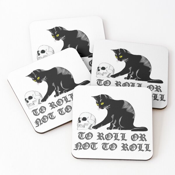 Item preview, To Roll Or Not To Roll - Creepy Cute Black Cat With Skull designed and sold by TheInkElephant.
