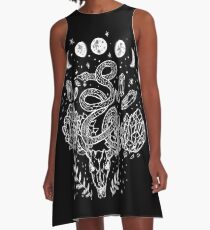 Moon Phases, Snakes, And Crystals Witchy Design A-Line Dress