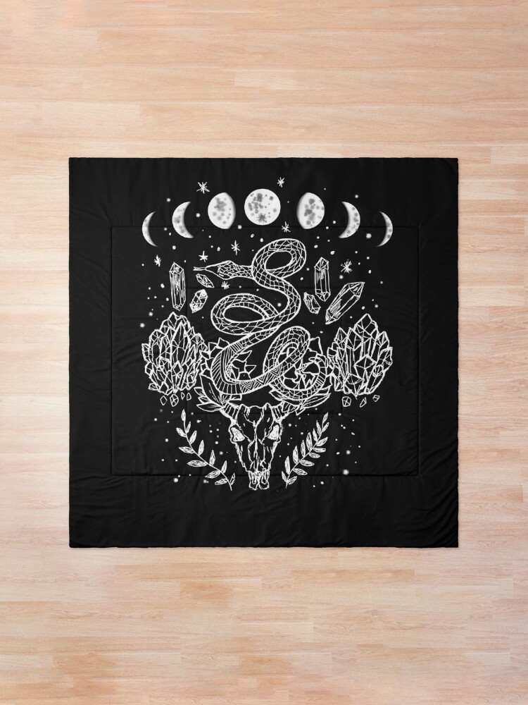 Alternate view of Moon Phases, Snakes, And Crystals Witchy Design Comforter