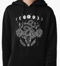 Moon Phases, Snakes, And Crystals Witchy Design Pullover Hoodie