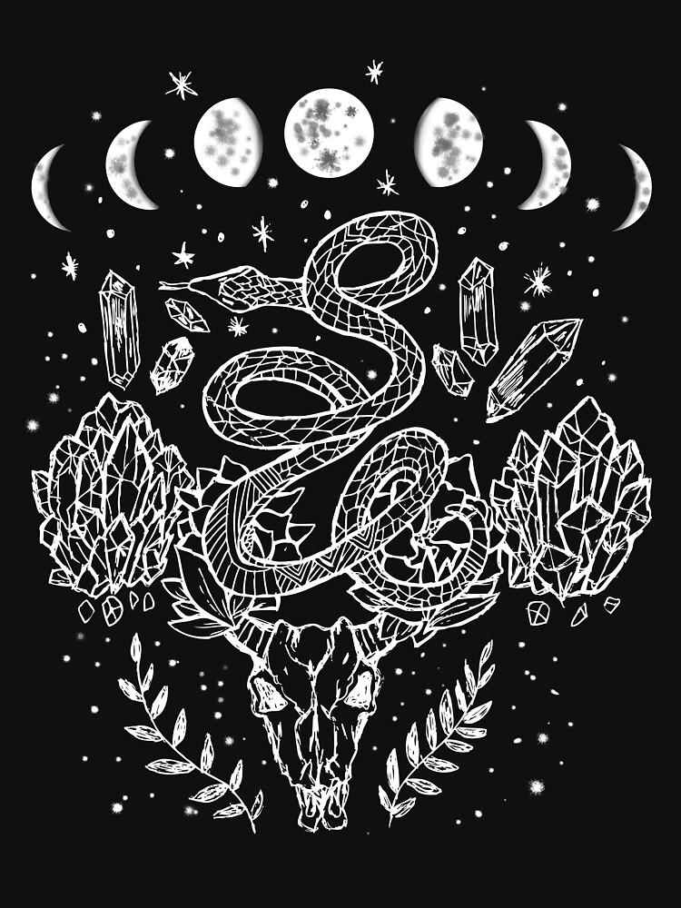 Moon Phases, Snakes, And Crystals Witchy Design by lunaelizabeth